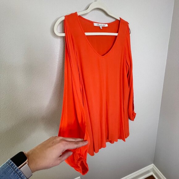 Lovers & Friends Gracie Split Sleeve Mini Dress Size XS Coral Reef Orange - Picture 4 of 10